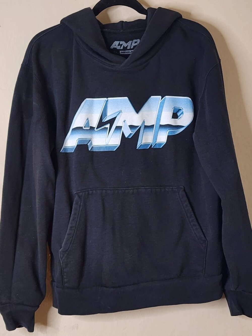 AMP Any Means Possible Men's Pullover Hoodie Size Medium Unisex Black